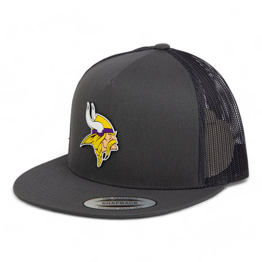 Minnesota Vikings 3D YP Snapback Flat Bill Trucker Hat- Charcoal/ Black