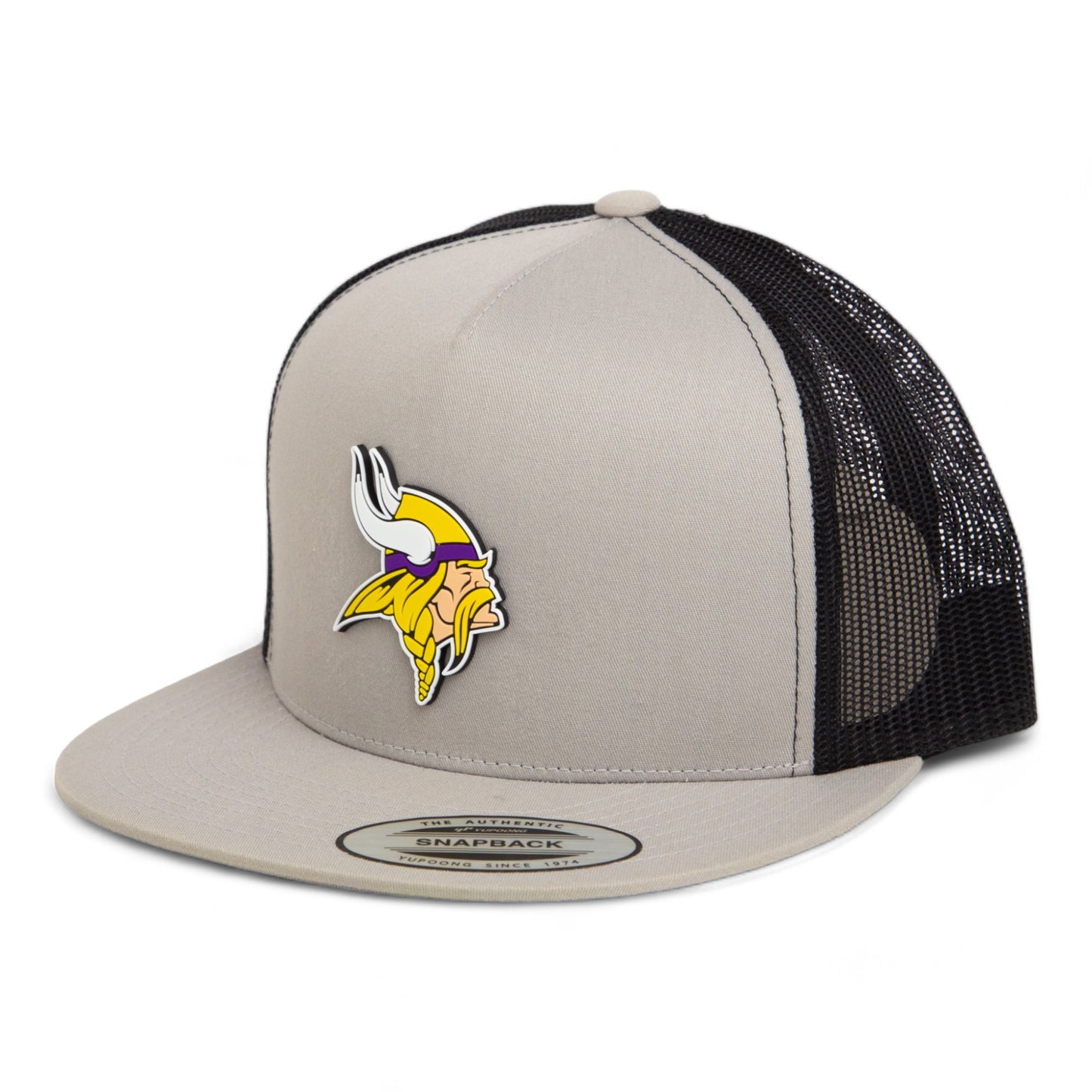 Minnesota Vikings 3D YP Snapback Flat Bill Trucker Hat- Silver/ Black