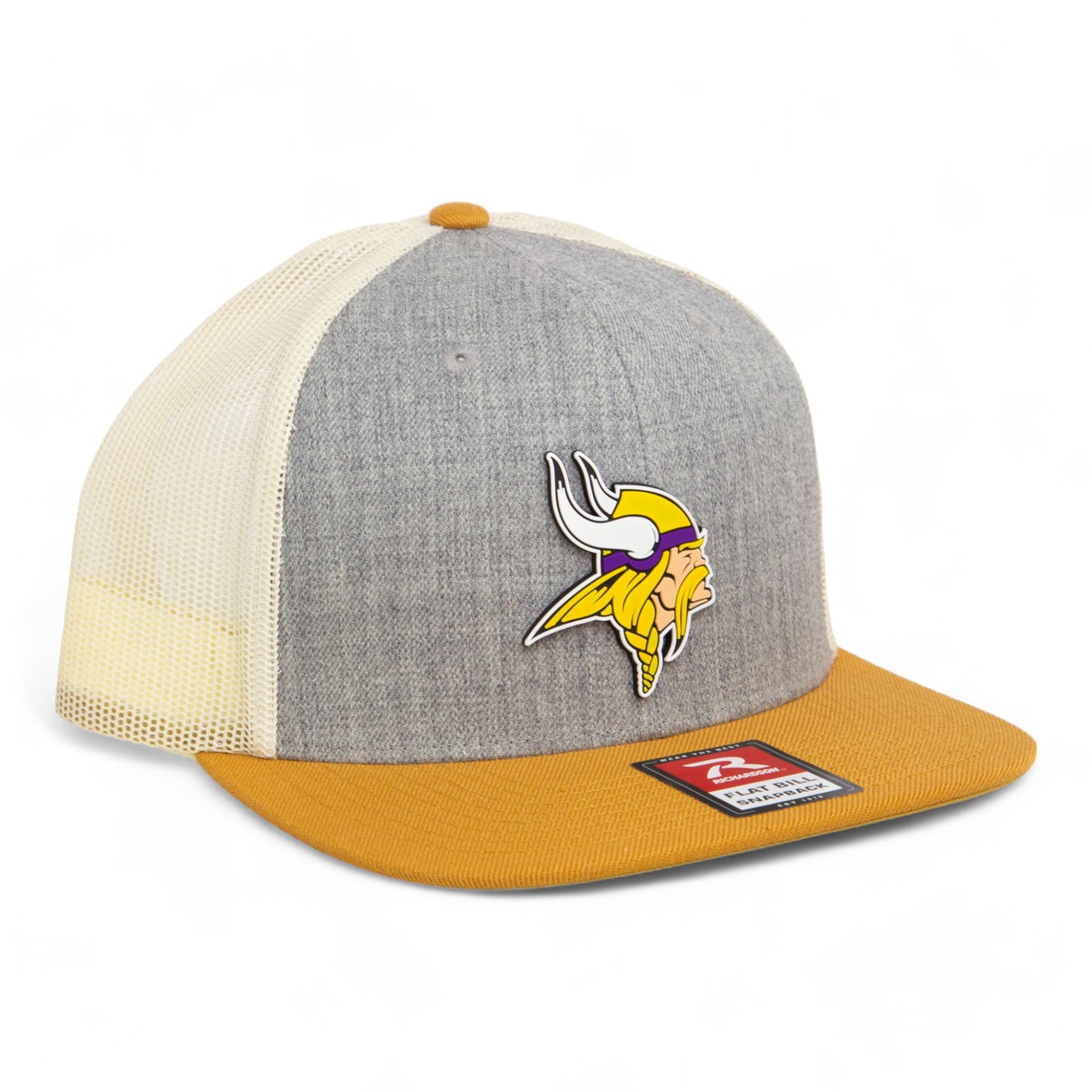 Minnesota Vikings 3D Wool Blend Flat Bill Hat- Heather Grey/ Birch/ Biscuit