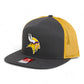 Minnesota Vikings 3D Snapback Seven-Panel Flat Bill Trucker Hat- Charcoal/ Old Gold