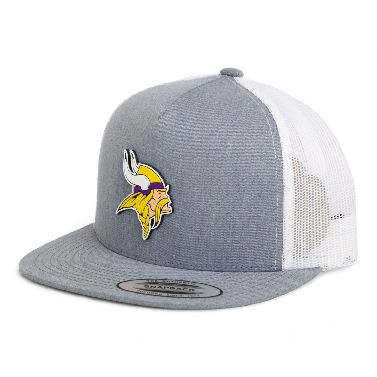 Minnesota Vikings 3D YP Snapback Flat Bill Trucker Hat- Heather Grey/ White