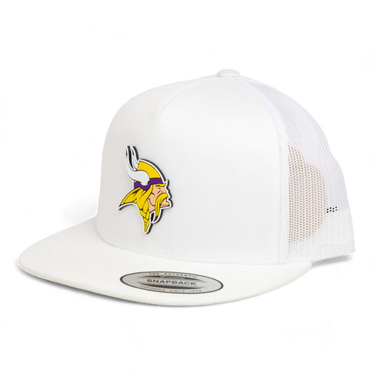 Minnesota Vikings 3D YP Snapback Flat Bill Trucker Hat- White