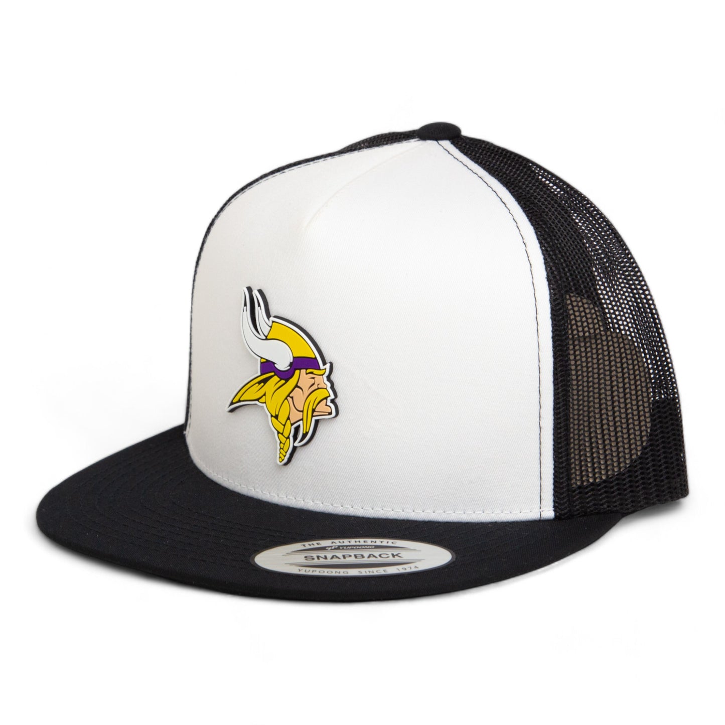 Minnesota Vikings 3D YP Snapback Flat Bill Trucker Hat- White/ Black