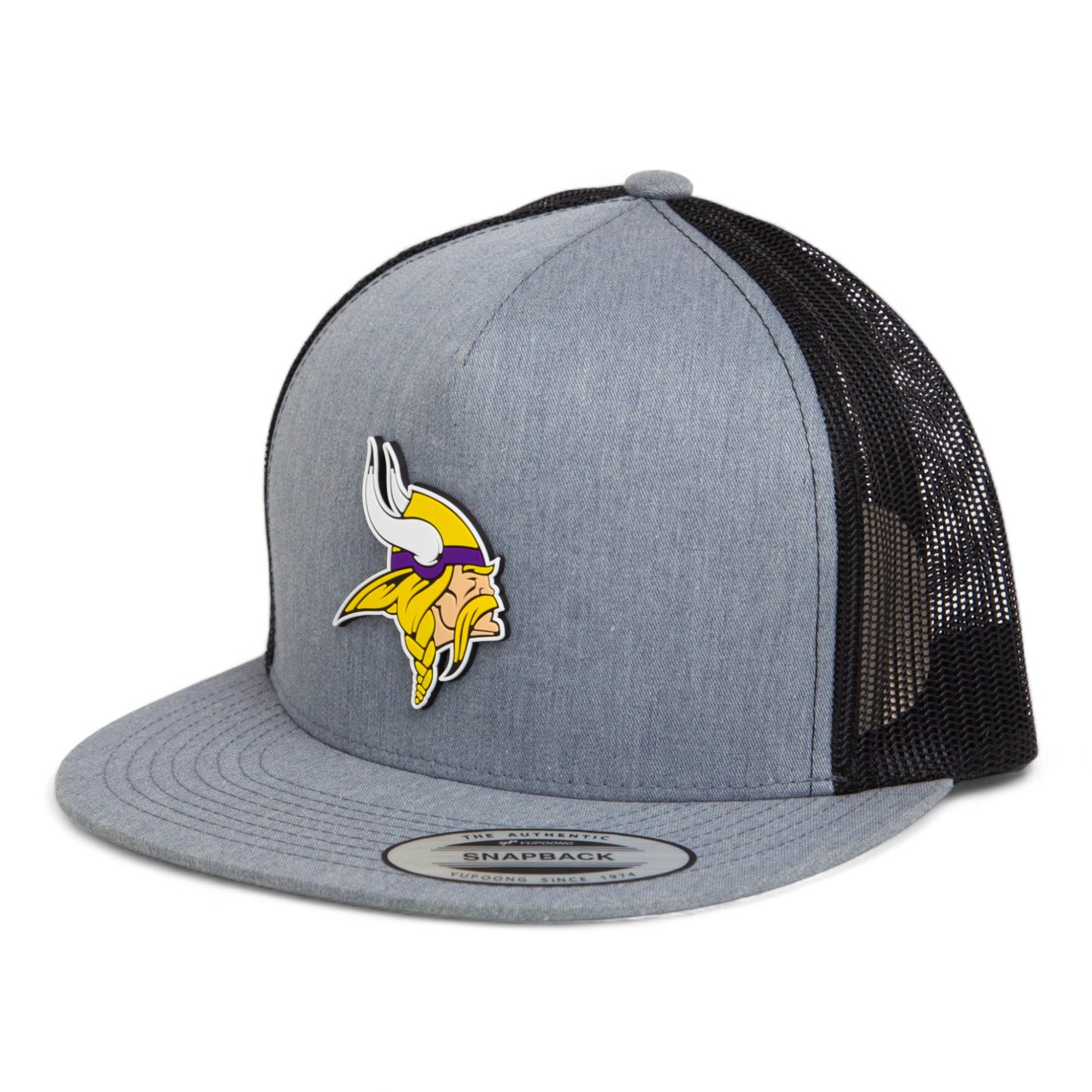 Minnesota Vikings 3D YP Snapback Flat Bill Trucker Hat- Heather Grey/ Black