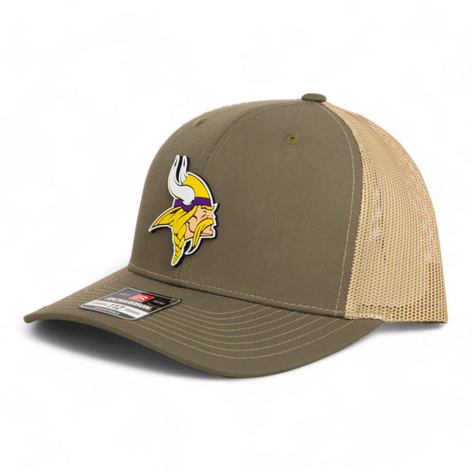 Minnesota Vikings 3D Snapback Trucker Hat- Loden/ Tan