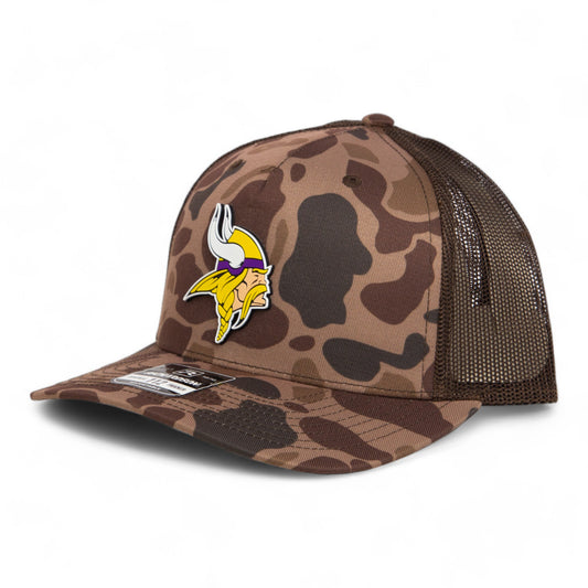 Minnesota Vikings 3D Snapback Trucker Hat- Bark Duck Camo/ Brown