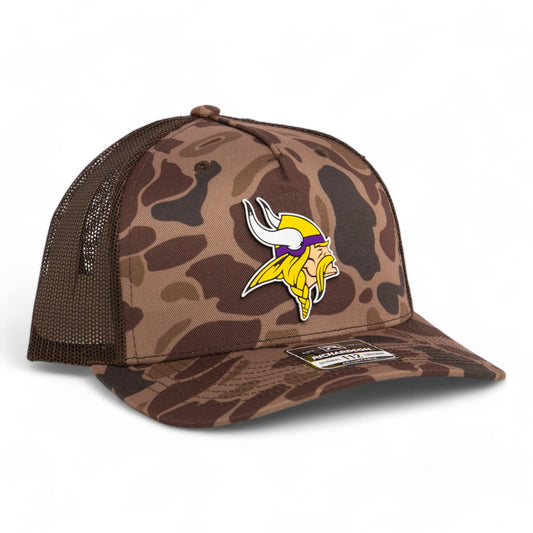 Minnesota Vikings 3D Snapback Trucker Hat- Bark Duck Camo/ Brown