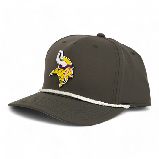 Minnesota Vikings 3D Five Panel Classic Rope Hat- Dark Olive Green/ White