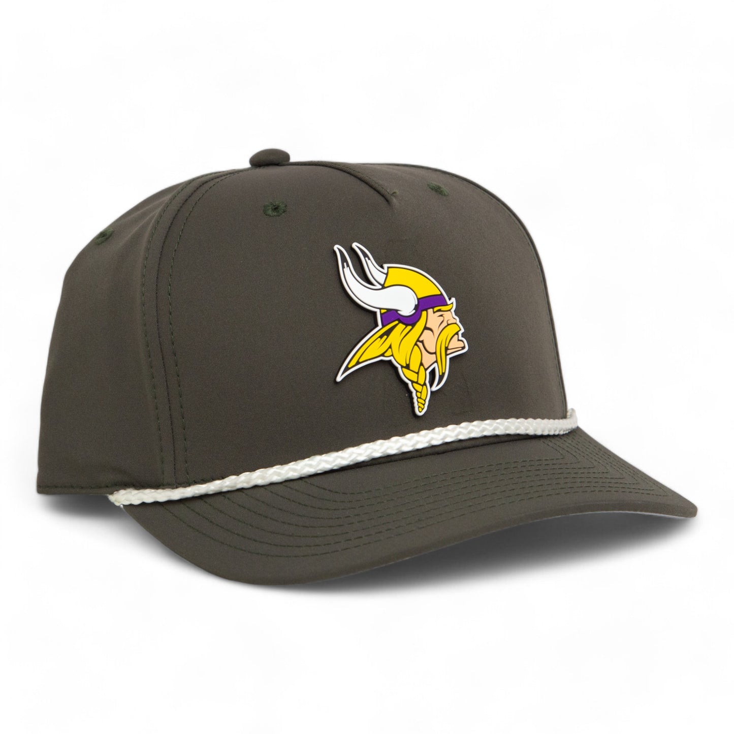 Minnesota Vikings 3D Five Panel Classic Rope Hat- Dark Olive Green/ White