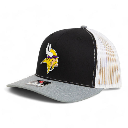 Minnesota Vikings 3D Snapback Trucker Hat- Black/ White/ Heather Grey