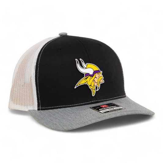 Minnesota Vikings 3D Snapback Trucker Hat- Black/ White/ Heather Grey