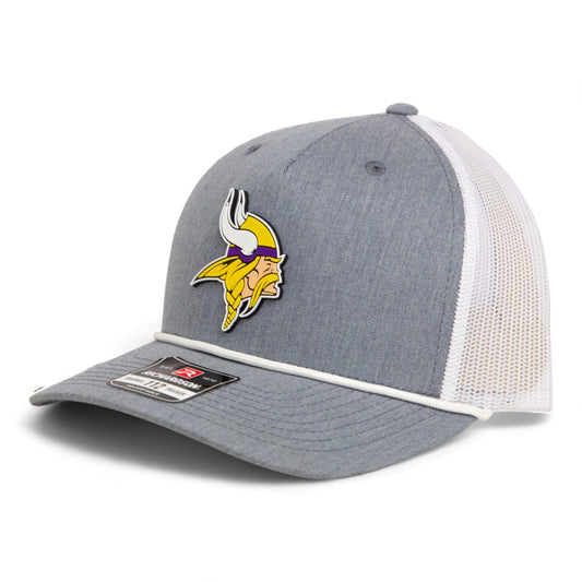 Minnesota Vikings 3D Snapback Trucker Rope Hat- Heather Grey/ White