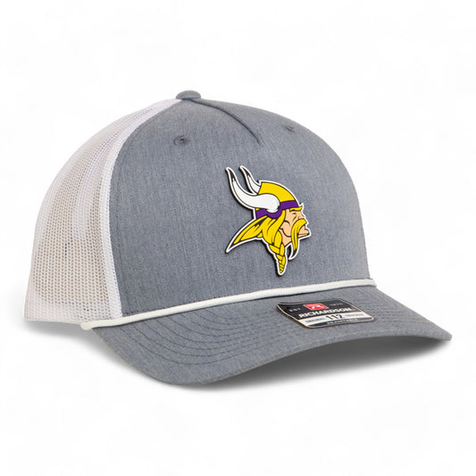 Minnesota Vikings 3D Snapback Trucker Rope Hat- Heather Grey/ White