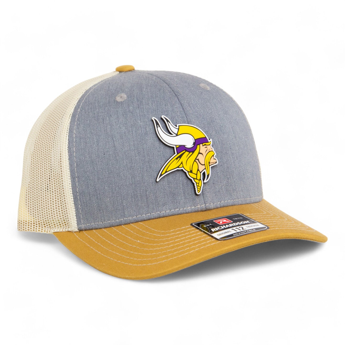 Minnesota Vikings 3D Snapback Trucker Hat- Heather Grey/ Birch/ Amber Gold