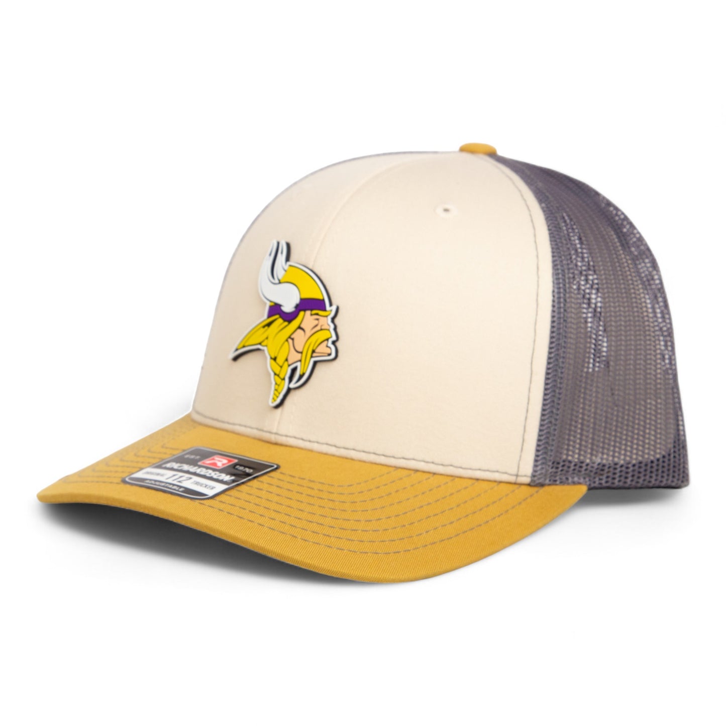 Minnesota Vikings 3D Snapback Trucker Hat- Mink Beige/ Charcoal/ Amber Gold