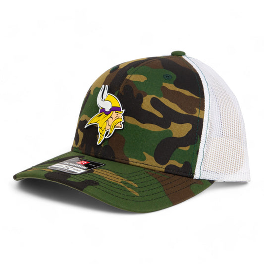 Minnesota Vikings 3D Snapback Trucker Hat- Army Camo/ White