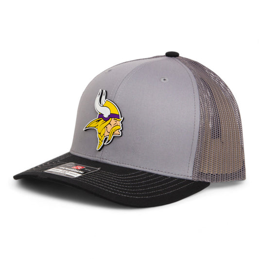 Minnesota Vikings 3D Snapback Trucker Hat- Grey/ Charcoal/ Black