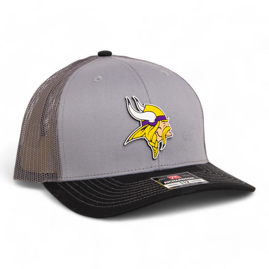 Minnesota Vikings 3D Snapback Trucker Hat- Grey/ Charcoal/ Black