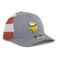 Minnesota Vikings 3D Snapback Trucker Hat- Heather Grey/ Stars & Stripes