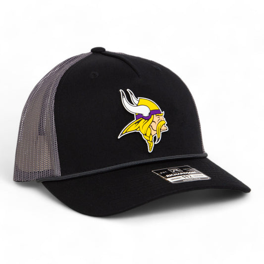 Minnesota Vikings 3D Snapback Trucker Rope Hat- Black/ Charcoal