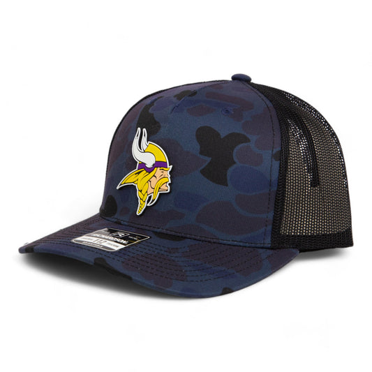 Minnesota Vikings 3D Snapback Trucker Hat- Admiral Duck Camo/ Black