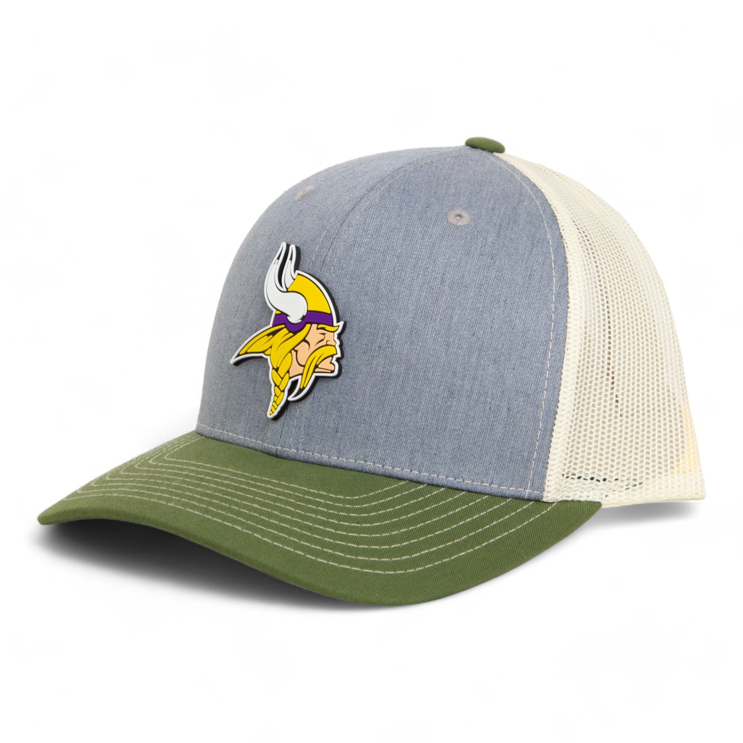 Minnesota Vikings 3D Snapback Trucker Hat- Heather Grey/ Birch/ Olive