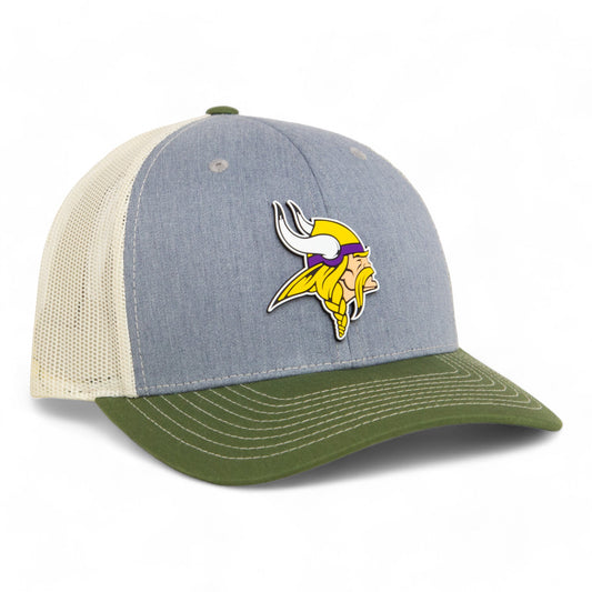 Minnesota Vikings 3D Snapback Trucker Hat- Heather Grey/ Birch/ Olive