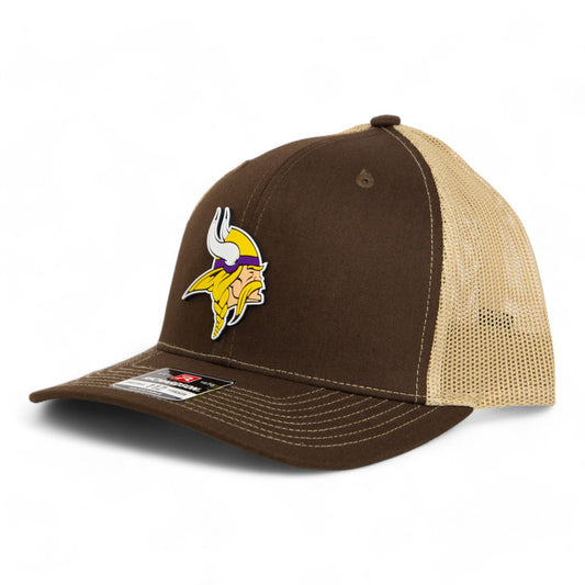 Minnesota Vikings 3D Snapback Trucker Hat- Brown/ Tan