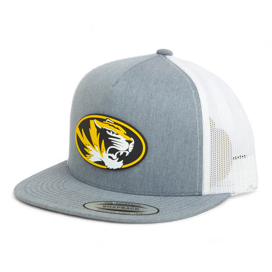 Missouri Tigers 3D YP Snapback Flat Bill Trucker Hat- Heather Grey/ White