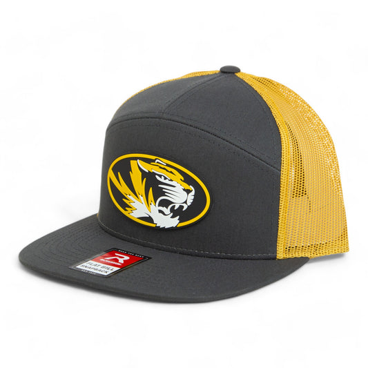 Missouri Tigers 3D Snapback Seven-Panel Flat Bill Trucker Hat- Charcoal/ Old Gold