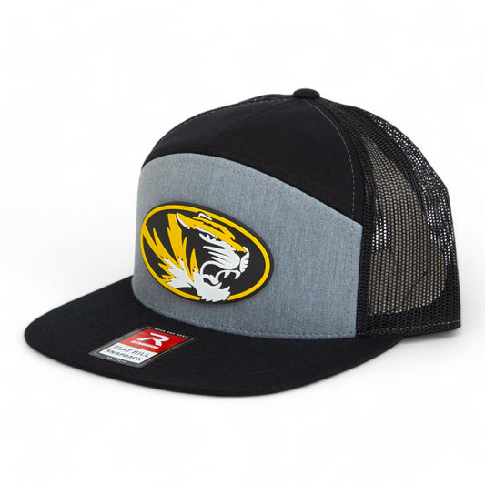 Missouri Tigers 3D Snapback Seven-Panel Flat Bill Trucker Hat- Heather Grey/ Black