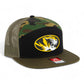 Missouri Tigers 3D Snapback Seven-Panel Flat Bill Trucker Hat- Black/ Camo/ Loden