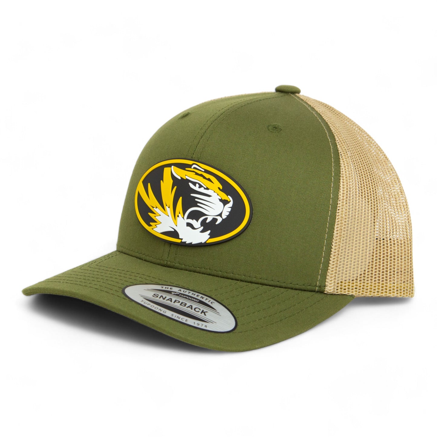 Missouri Tigers 3D YP Snapback Trucker Hat- Moss/ Tan