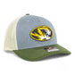 Missouri Tigers 3D Snapback Trucker Hat- Heather Grey/ Birch/ Olive