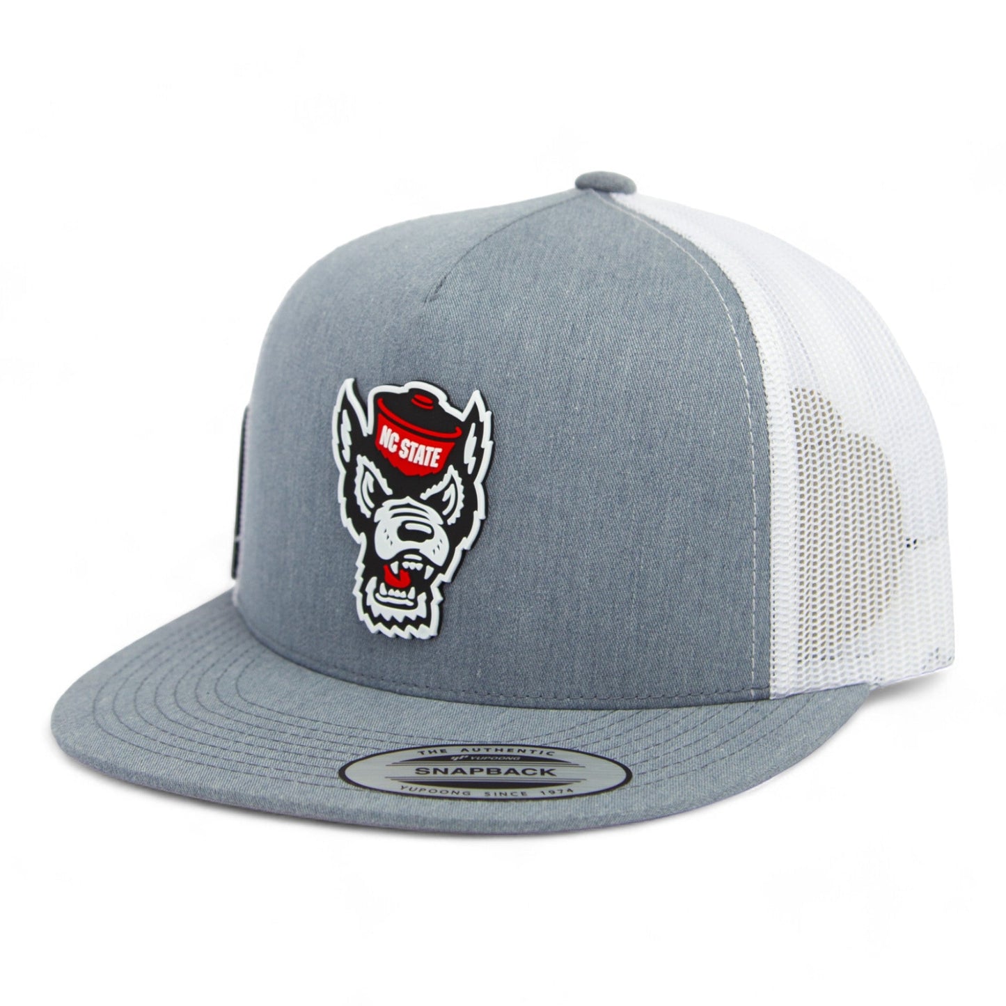 NC State Wolfpack 3D YP Snapback Flat Bill Trucker Hat- Heather Grey/ White