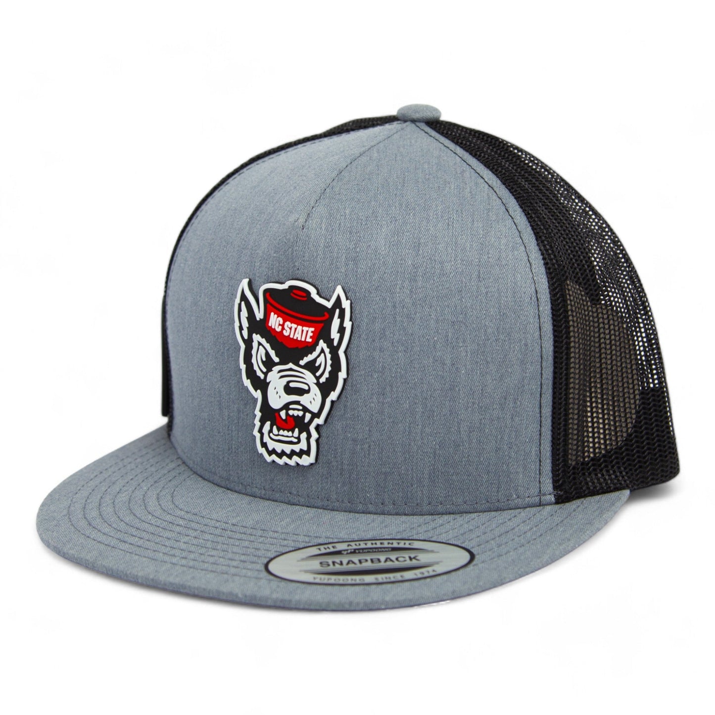 NC State Wolfpack 3D YP Snapback Flat Bill Trucker Hat- Heather Grey/ Black