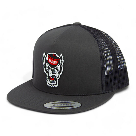 NC State Wolfpack 3D YP Snapback Flat Bill Trucker Hat- Charcoal/ Black