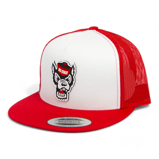 NC State Wolfpack 2024 Men's College World Series 3D YP Snapback Flat Bill Trucker Hat- White/ Red