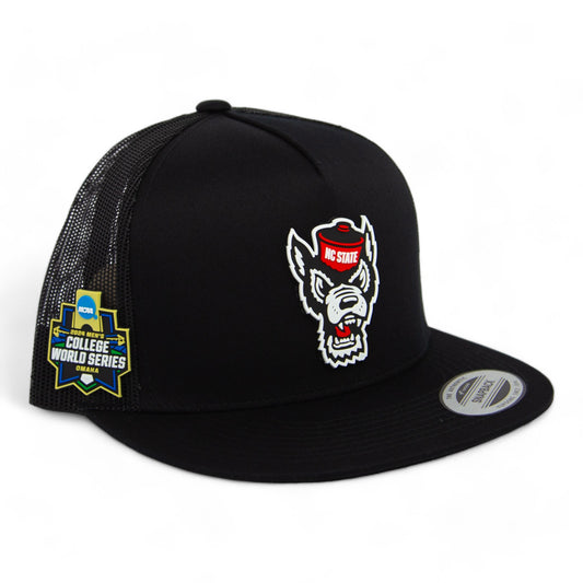 NC State Wolfpack 2024 Men's College World Series 3D YP Snapback Flat Bill Trucker Hat- Black