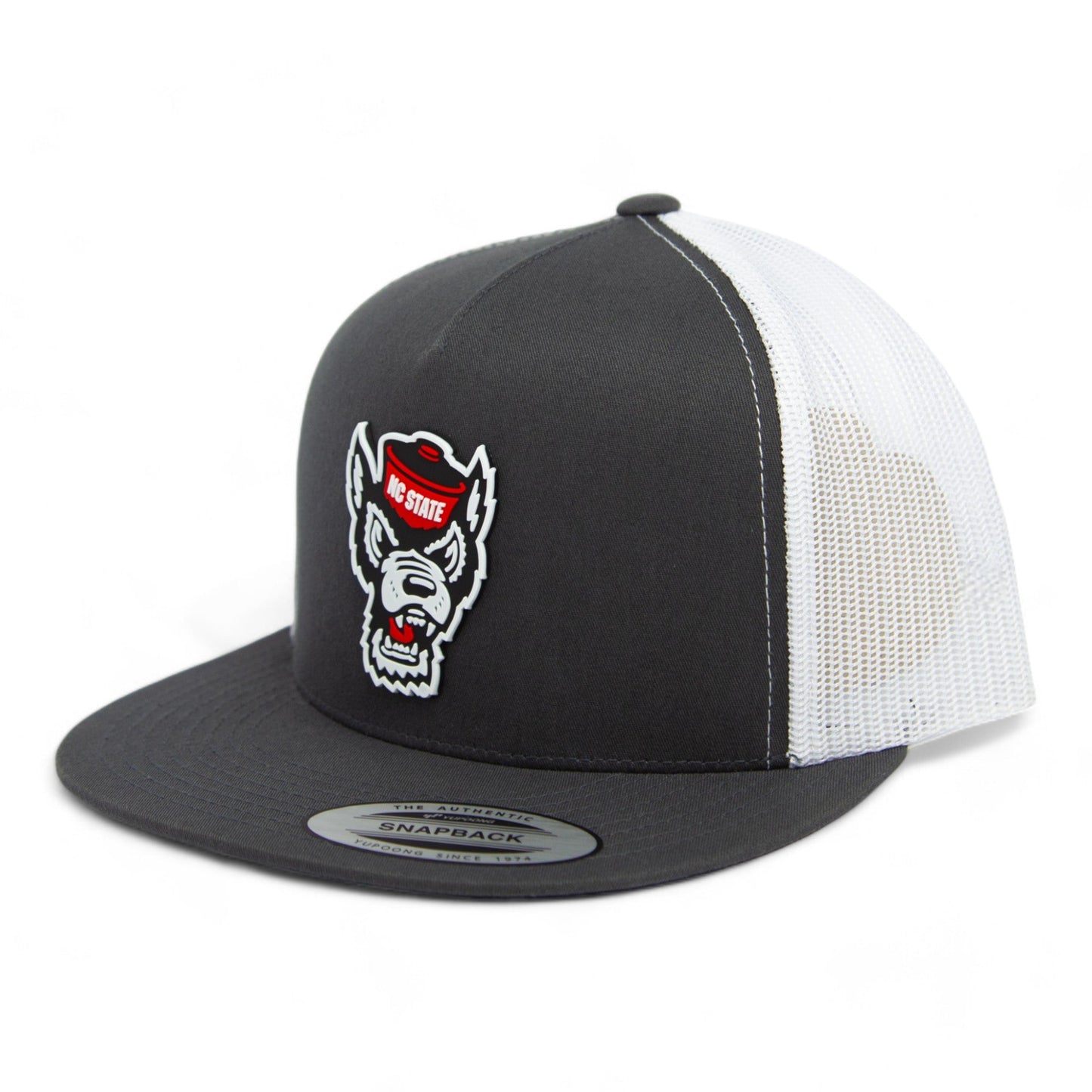 NC State Wolfpack 3D YP Snapback Flat Bill Trucker Hat- Charcoal/ White