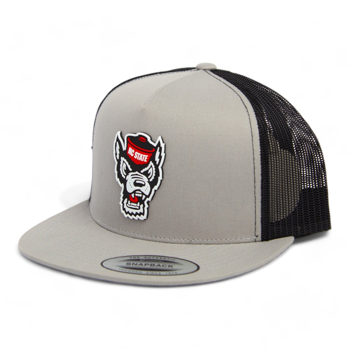 NC State Wolfpack 3D YP Snapback Flat Bill Trucker Hat- Silver/ Black