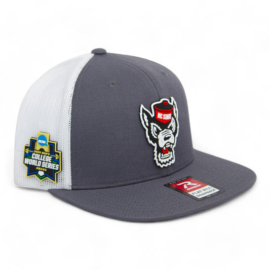 NC State Wolfpack 2024 Men's College World Series 3D Wool Blend Flat Bill Hat- Charcoal/ White