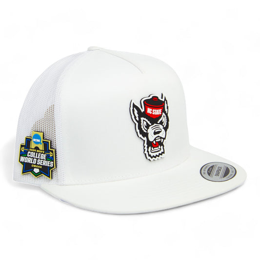 NC State Wolfpack 2024 Men's College World Series 3D YP Snapback Flat Bill Trucker Hat- White