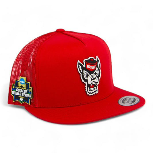 NC State Wolfpack 2024 Men's College World Series 3D YP Snapback Flat Bill Trucker Hat- Red