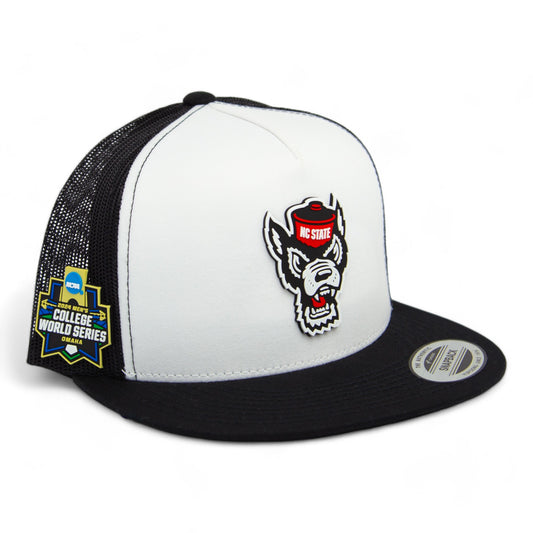 NC State Wolfpack 2024 Men's College World Series 3D YP Snapback Flat Bill Trucker Hat- White/ Black