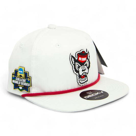 NC State Wolfpack 2024 Men's College World Series 3D Classic Rope Hat- White/ Red