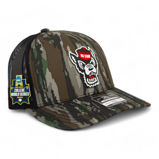 NC State Wolfpack 2024 Men's College World Series 3D Snapback Trucker Hat- Realtree Original/ Black