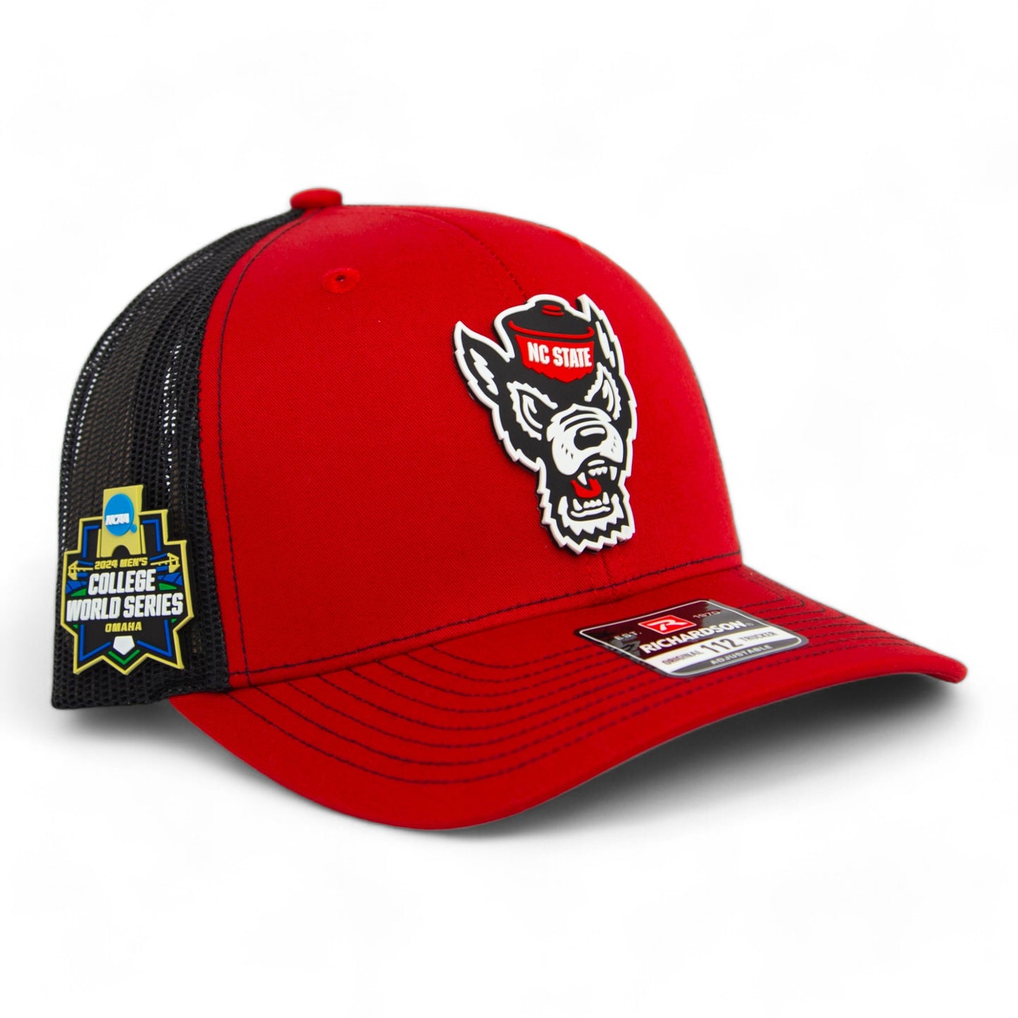 NC State Wolfpack 2024 Men's College World Series 3D Snapback Trucker Hat- Red/ Black