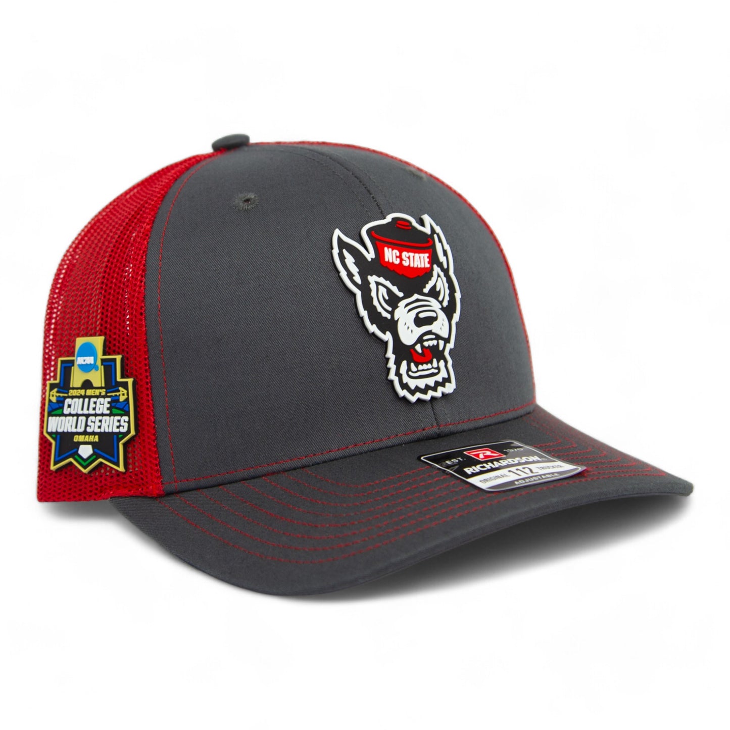 NC State Wolfpack 2024 Men's College World Series 3D Snapback Trucker Hat- Charcoal/ Red