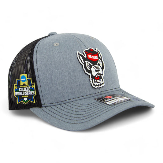 NC State Wolfpack 2024 Men's College World Series 3D Snapback Trucker Hat- Heather Grey/ Black